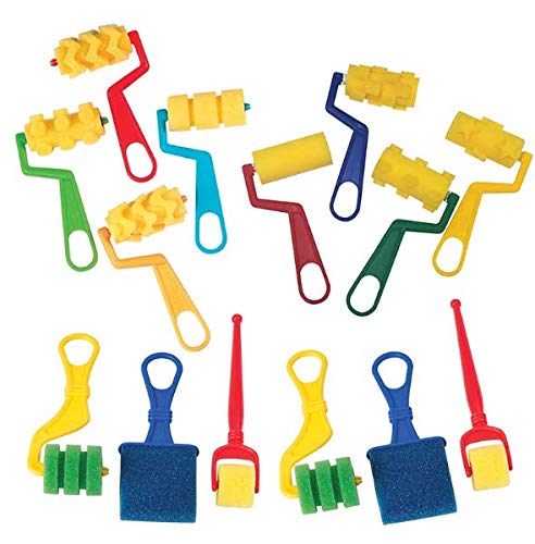Pacon PACAC9852 14-Piece Foam Rollers & Brushes Class Pack for Kids Art Projects - Perfect for Classroom, Homeschool & DIY Crafts