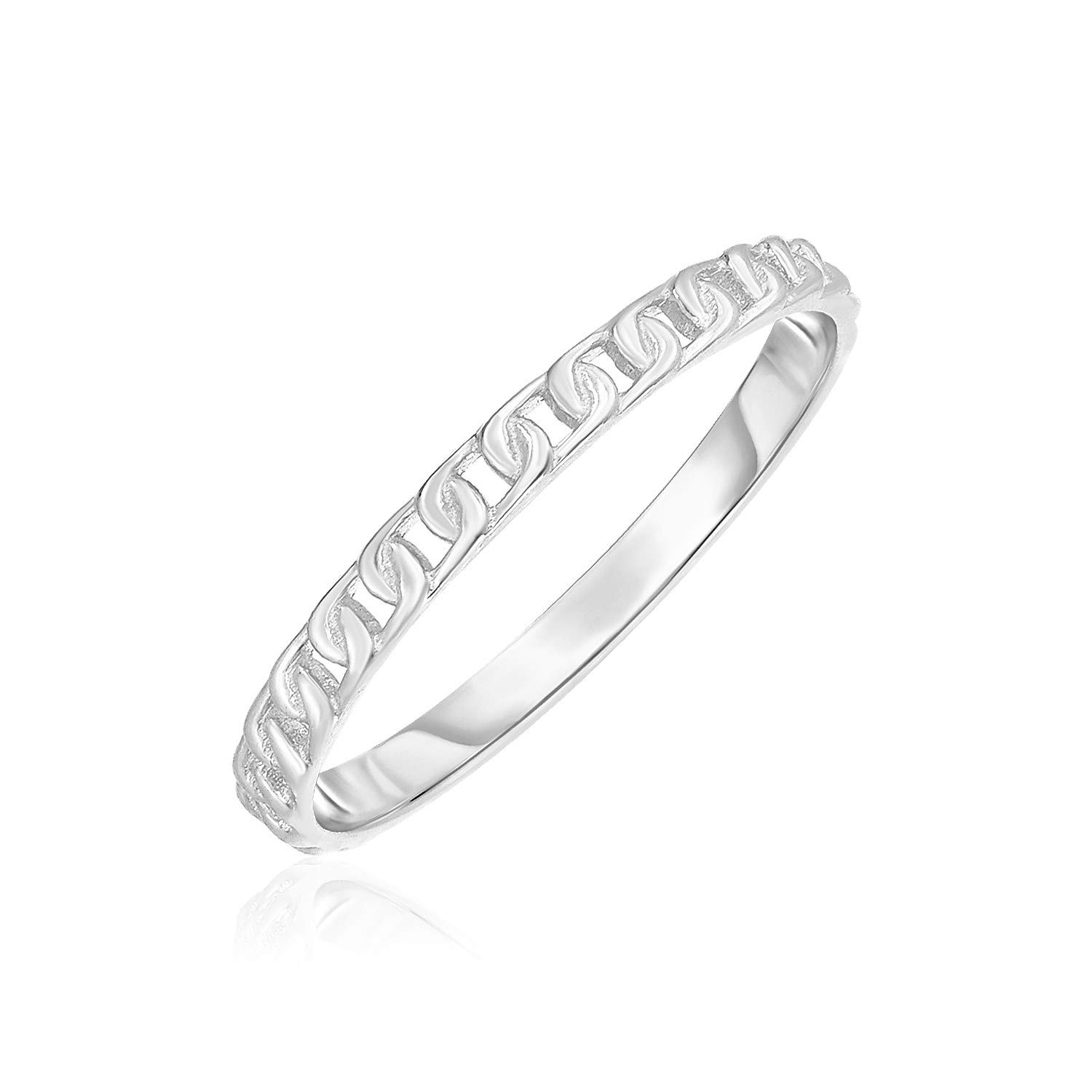 14K White Gold Beaded Texture Ring for Women - Elegant Fine Jewelry for Everyday Wear, Special Occasions & Gifts