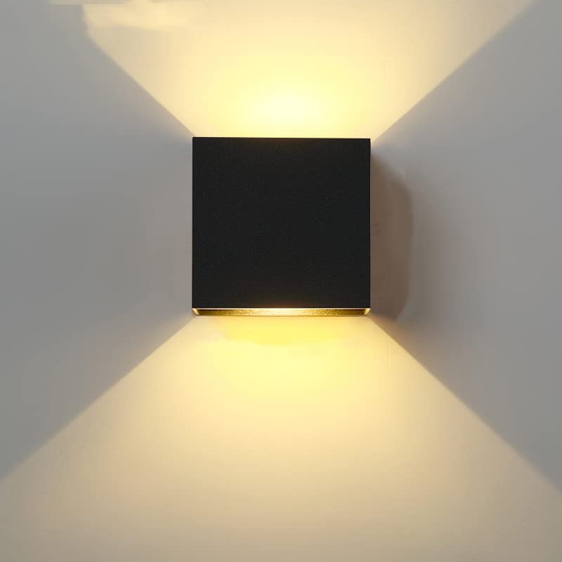 FEZDA 6W Modern LED Wall Sconce Light - Up Down Wall Mount Lighting, Aluminum Bedroom Wall Lamp for Living Room, Hallway, Staircase (Warm White, Brushed Black) - Perfect for Ambient Lighting and Home Decor