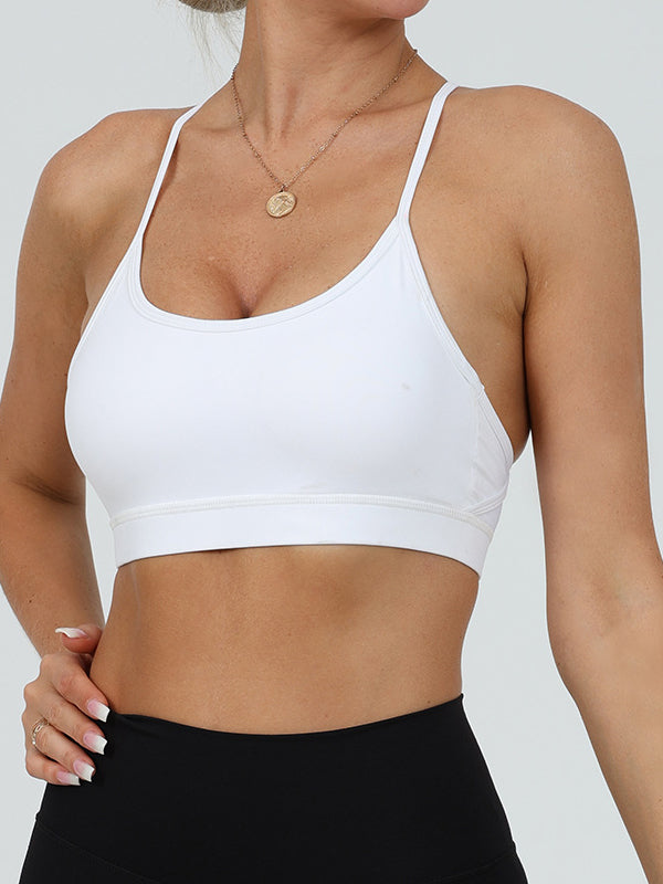 ZASUWA Women's U Neck Hollow Out Back Sports Bra - Comfortable Workout Top for Yoga, Running & Gym Fitness