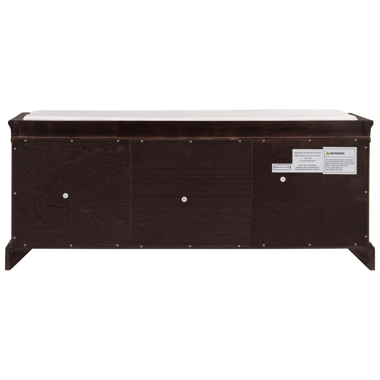 Wooden Shoe Storage Bench with 2 Drawers & 2 Cabinets - Entryway Bench with Removable Cushion - Perfect for Hallway, Mudroom & Bedroom Organization
