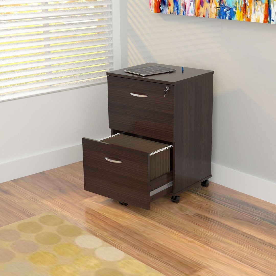 Inval America 2-Drawer Mobile File Cabinet - Commercial Office Collection | Heavy-Duty Rolling Storage for Documents & Supplies | Perfect for Offices, Home Workspaces & Schools