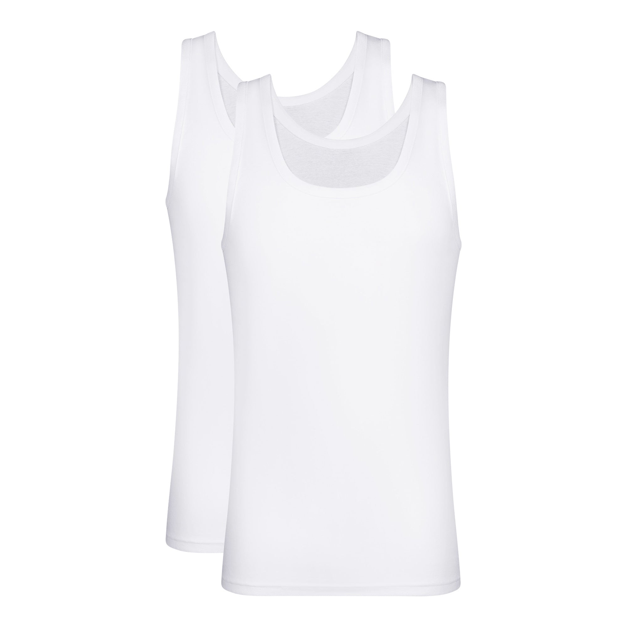 2 Pack Men's White Cotton Tank Tops - Eco-Friendly & Breathable for Gym, Workout, and Casual Wear