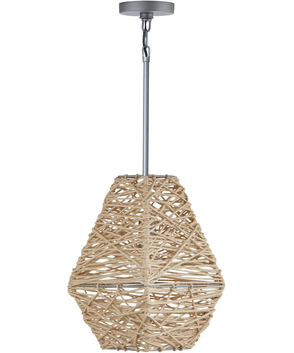 Natural Jute and Grey 1-Light Pendant - Modern Farmhouse Ceiling Light for Kitchen, Dining Room or Bedroom