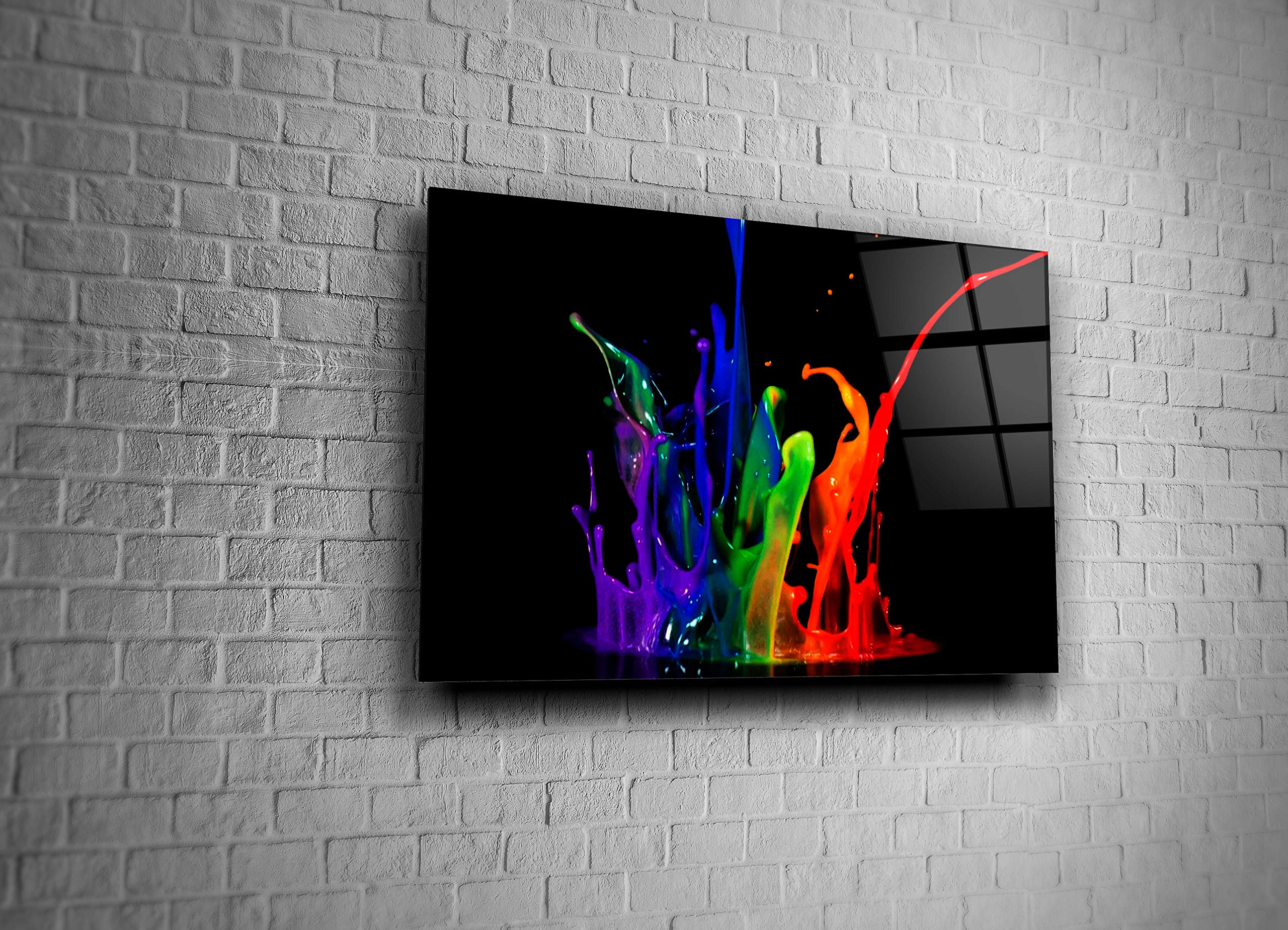 Vibrant Colored Water Paint Art Print - Tempered Glass Wall Decor for Home & Office - Unique Gift Idea for Housewarming, Birthday & Holidays