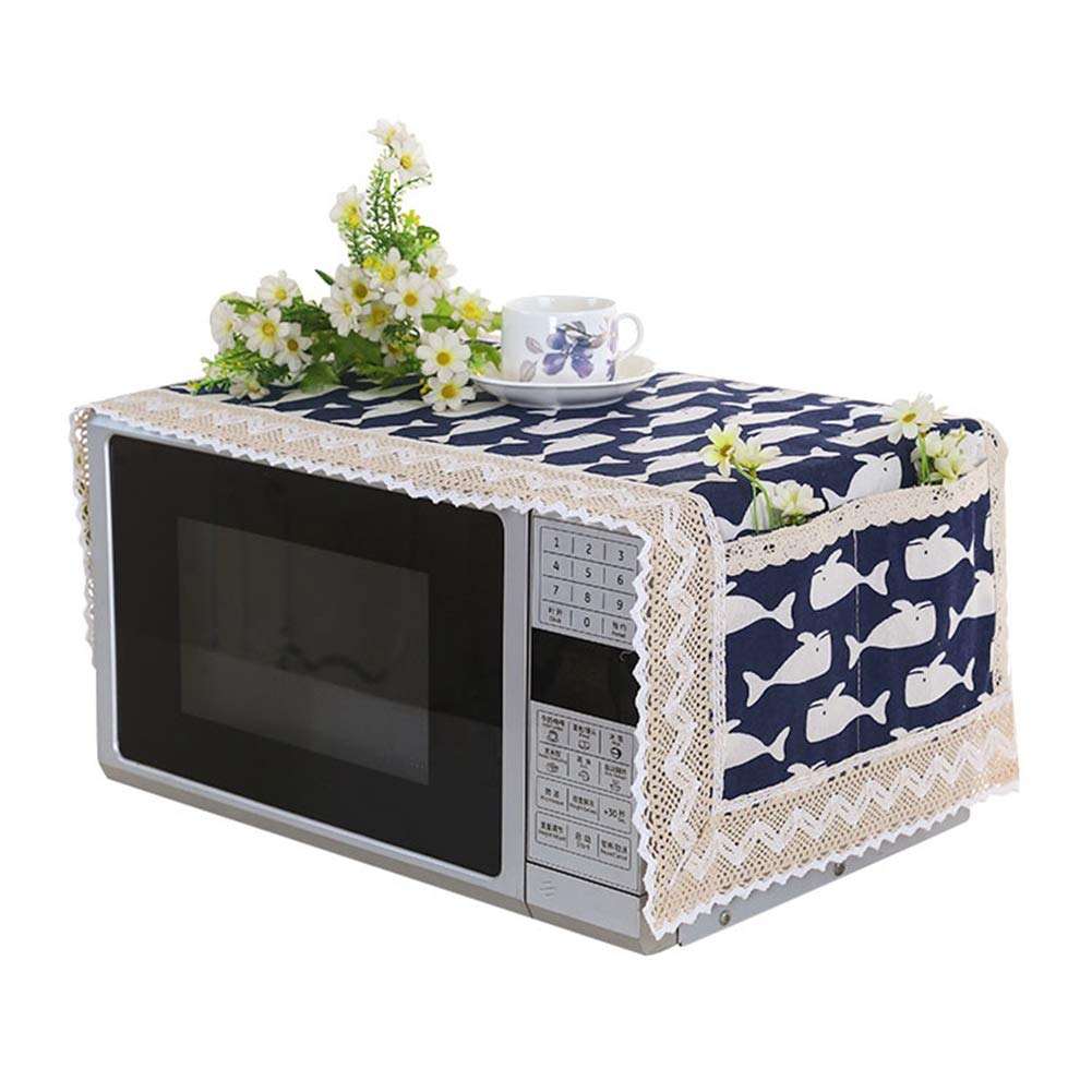 Ochine Floral Microwave Oven Cover - Dust & Oil Proof Kitchen Appliance Protector with 2 Storage Organizer Bags - Perfect for Home, Dorm & Office Use