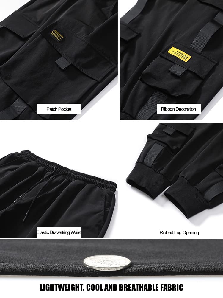 DUDHUH Men's Cargo Pants - Techwear Hip Hop Harem Jogger Pants for Streetwear & Tactical Fashion | Perfect for Urban Style, Gym Workouts & Outdoor Adventures