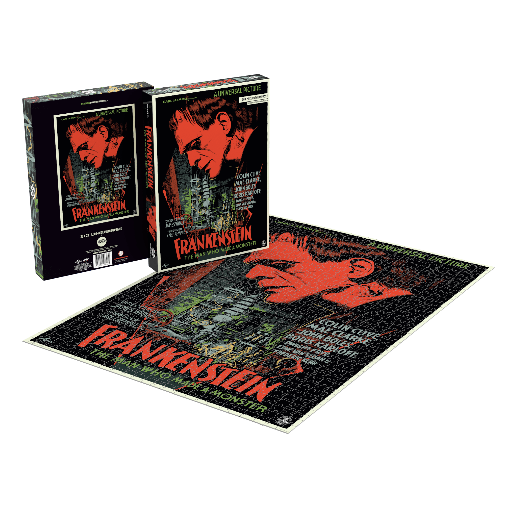 Frankenstein 1000 Piece Jigsaw Puzzle for Adults - Challenging Horror Theme Puzzle for Halloween Decor & Family Game Night