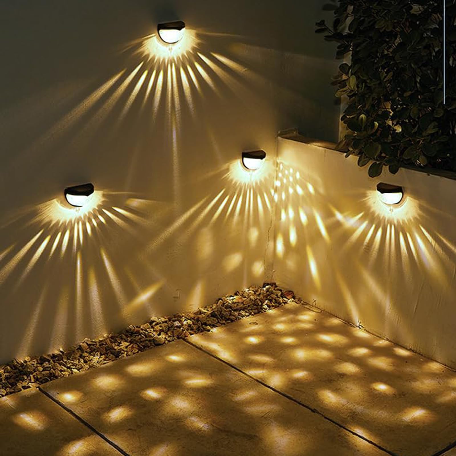6 Pack Solar Fence Lights - Waterproof Outdoor Solar Powered Deck Lights for Fence, Stairs, Posts & Walls | Weatherproof Black Solar Lighting for Garden, Pathway & Backyard Decoration