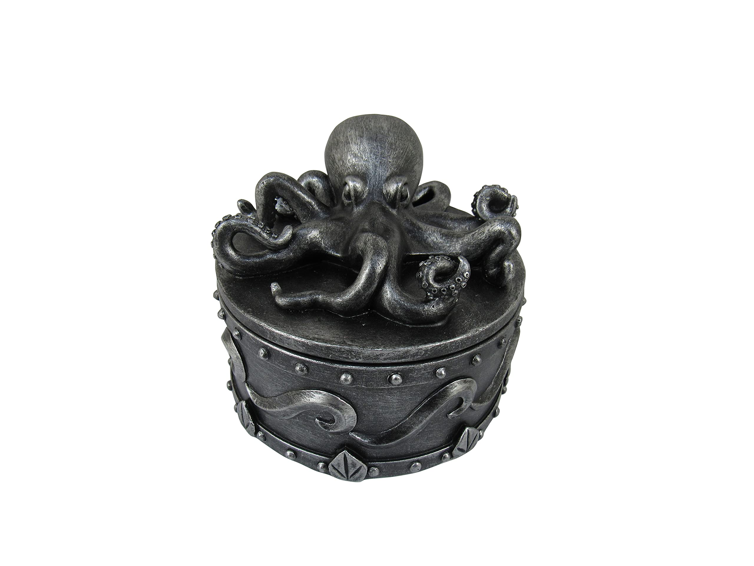 Sea Safe Keeper Pewter Octopus Trinket Box with Lid - 5 Inch Nautical Jewelry Storage Box for Women | Home Decor Ocean Theme Gift | Perfect for Organizing Rings, Earrings & Small Keepsakes