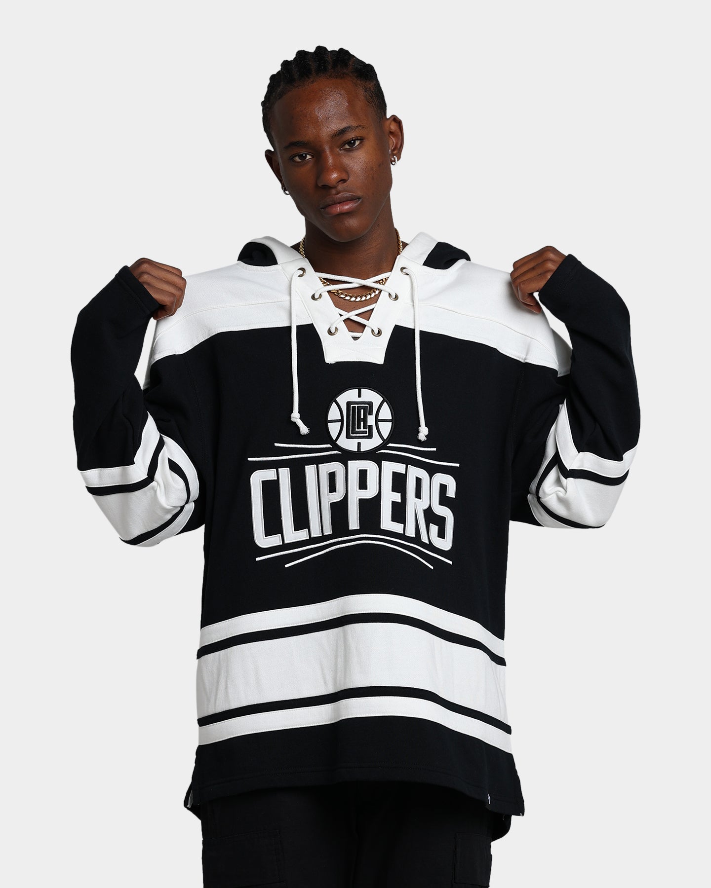47 Brand LA Clippers Superior Lacer Hoodie - Jet Black NBA Fan Apparel for Men & Women | Perfect for Game Day, Streetwear & Casual Outfits
