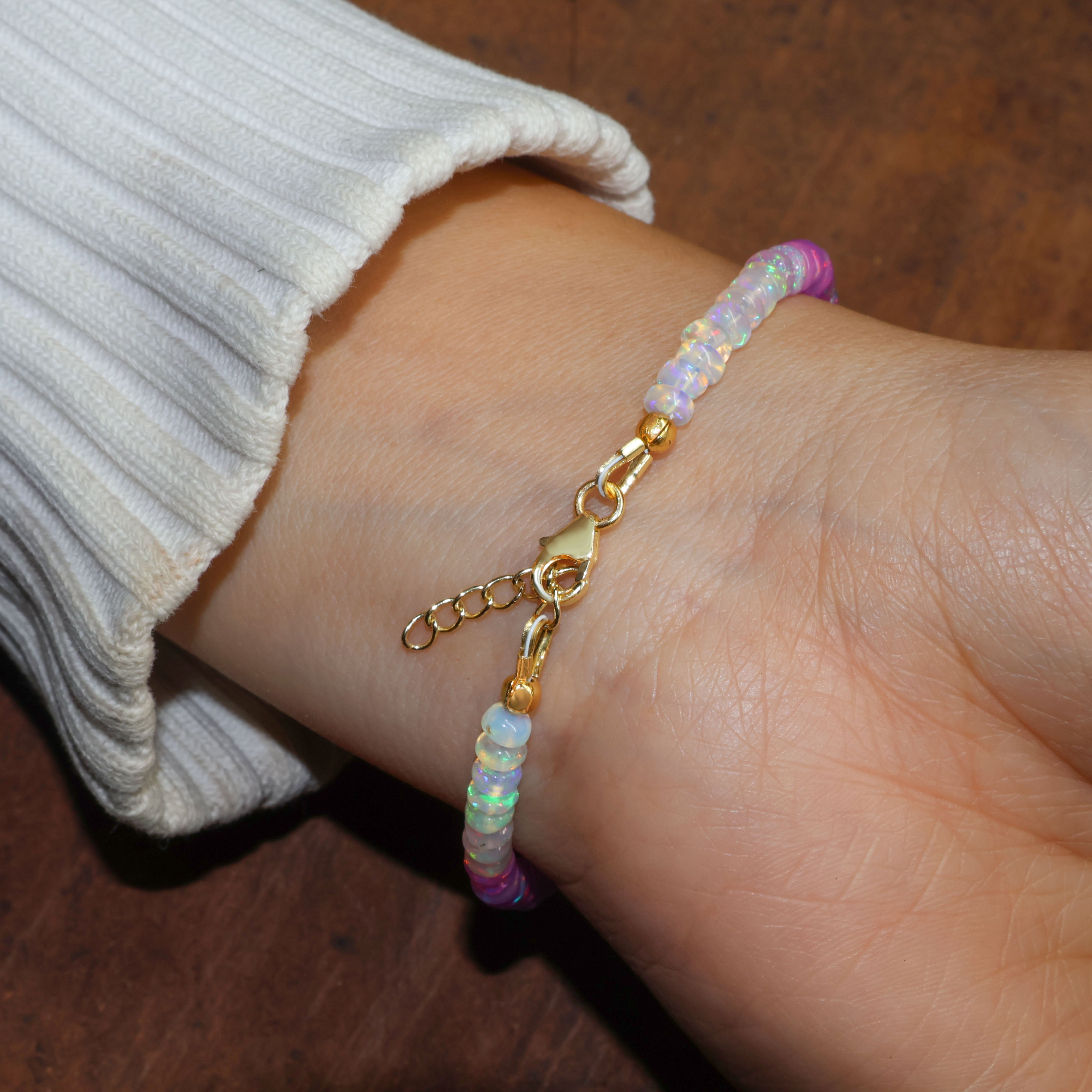 Natural Purple Opal Beaded Bracelet - Plain Shaded Birthstone Jewelry for Women | Elegant Gift for Birthday, Anniversary & Special Occasions