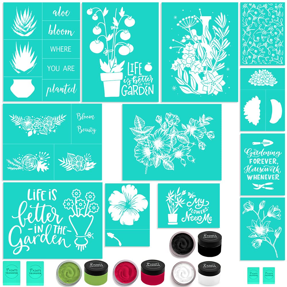 Silk Screen Stencils for Fabric Painting - Flower Design Washable & Reusable Chalk Mesh Transfers (8.5x11 Inch) - Perfect for DIY T-Shirts, Tote Bags, and Home Decor Projects