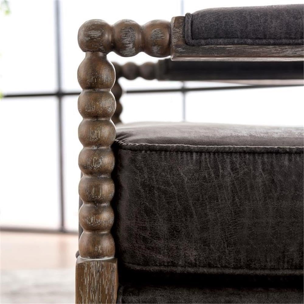 Montrose Wood Cushioned Accent Chair in Warm Gray by Furniture of America - Perfect for Living Room, Bedroom & Home Office Decor
