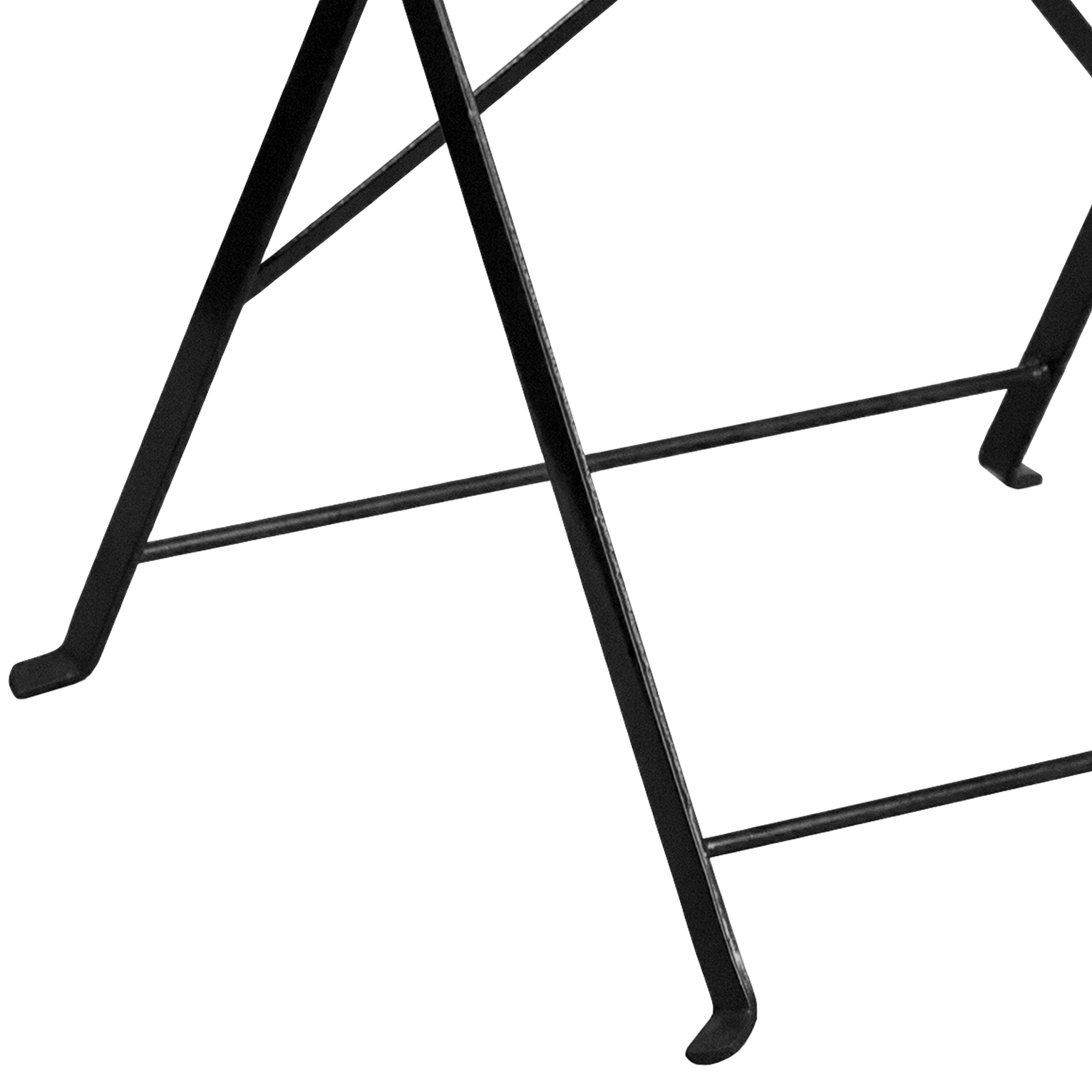 EMMA + OLIVER 28 Inch Square Black Steel Folding Table - Heavy Duty Commercial Grade Indoor Outdoor Patio Dining Table for Restaurant, Cafe, Garden, and Backyard Use