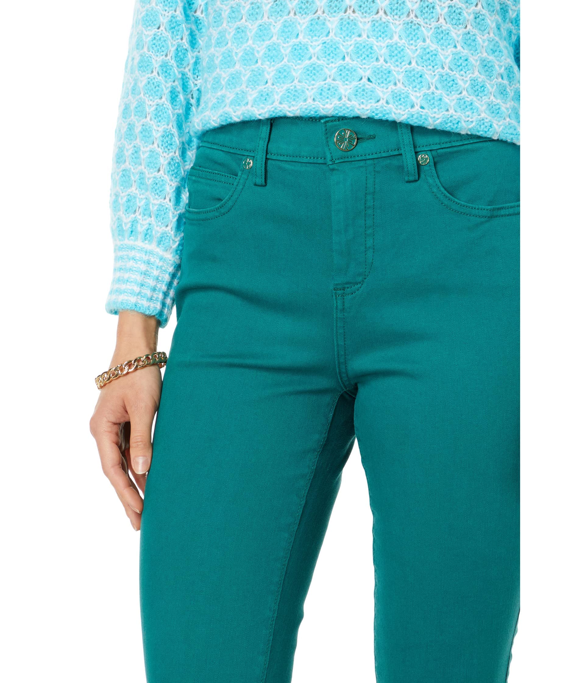Lilly Pulitzer South Ocean High-Rise Skinny Pants for Women - Hosta Green | Stretchy Comfort Fit | Perfect for Work, Travel & Casual Outings