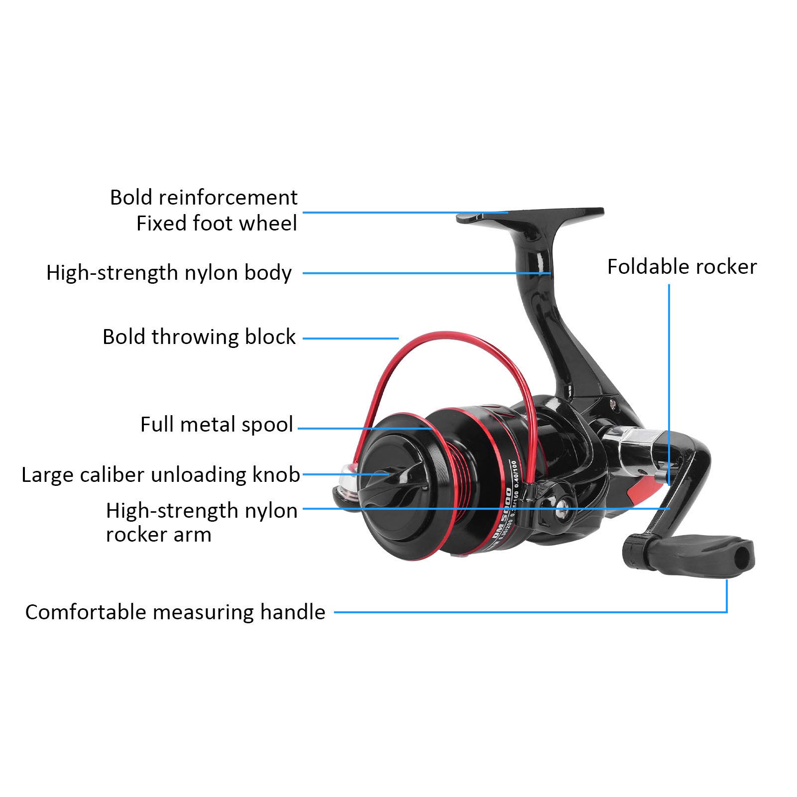 **DM5000 High-Speed Saltwater Fishing Reel - Durable Metal Smooth Drag Ice & Rock Fishing Pole for Lure & Sea Fishing - Perfect for Deep Sea, Shoreline & Ice Fishing Adventures**