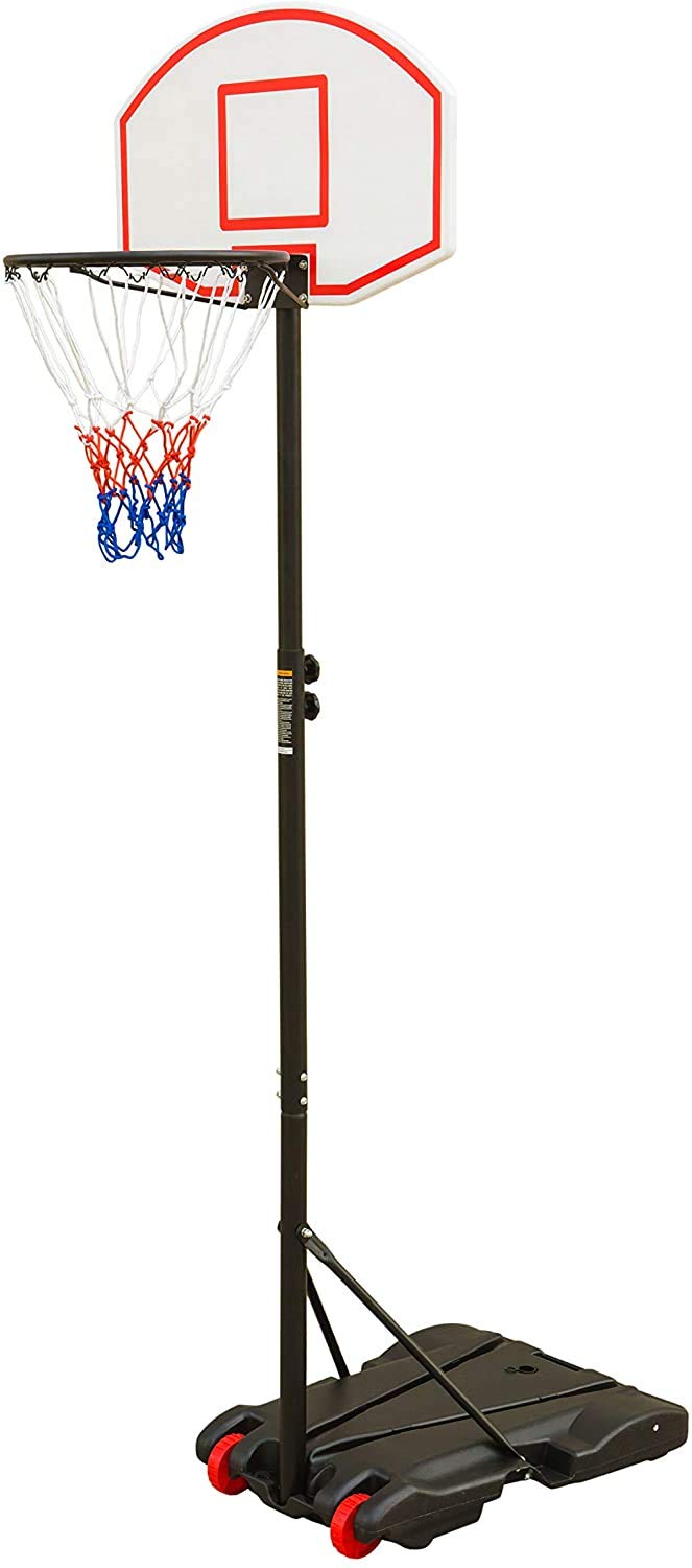 Upgraded Height-Adjustable Basketball Hoop for Kids 6.5FT to 8FT - Portable Basketball Stand with Wheels & Durable Backboard System - Perfect for Driveway, Backyard, and Outdoor Play