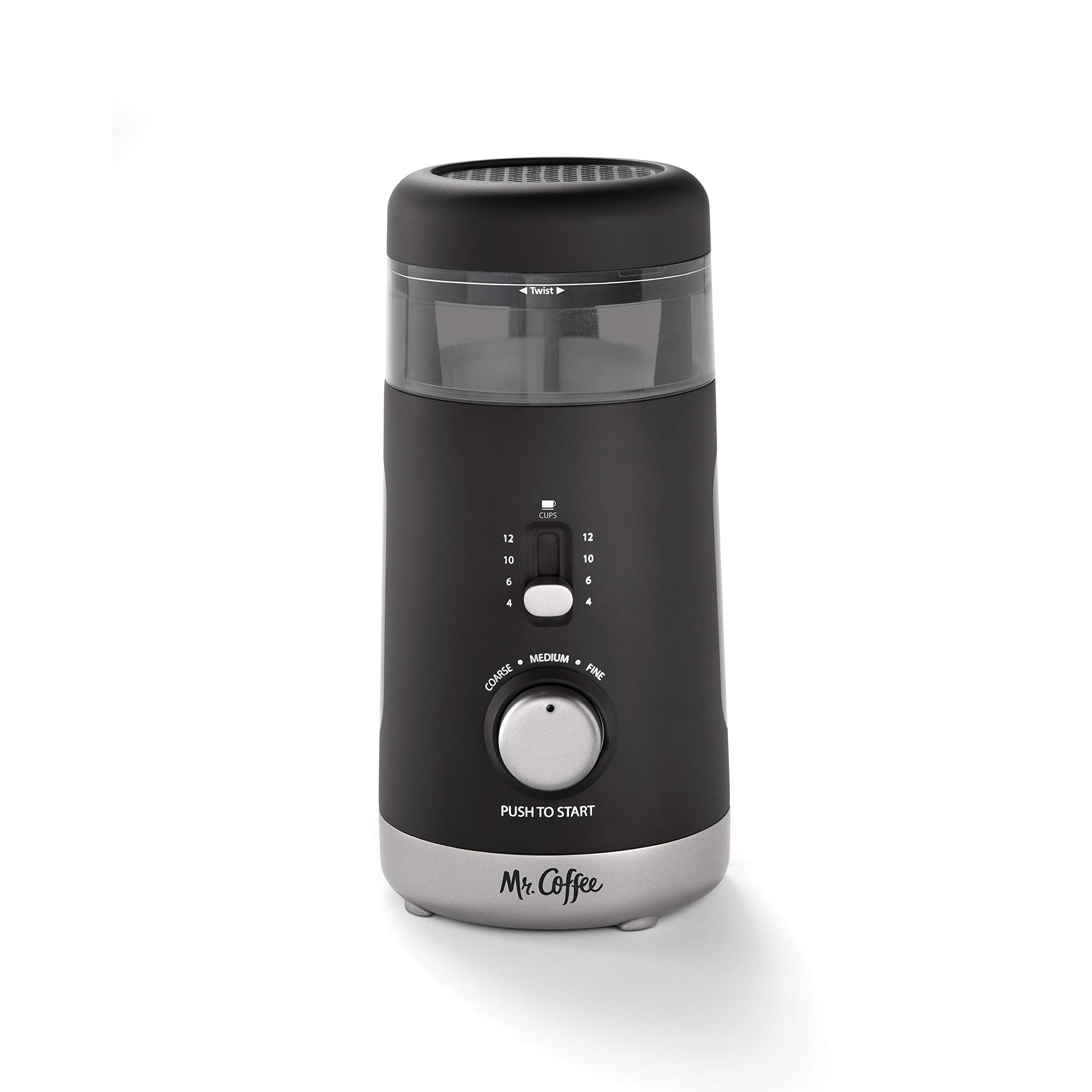 Mr. Coffee Automatic Coffee Grinder with 5 Presets - 12 Cup Capacity Electric Burr Grinder for Fresh Ground Coffee - Perfect for Home, Office & Espresso Brewing - Black Coffee Bean Grinder for French Press, Drip & Cold Brew