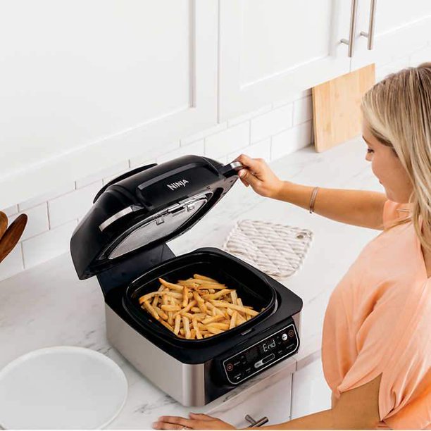 Ninja Foodi Smart XL Grill & Air Fryer Combo - 6-in-1 Indoor Electric Grill with Air Fry, Roast, Bake, Broil & Dehydrate Functions - Home Essentials Warranty Included - Perfect for Grilling, Frying & Healthy Cooking at Home