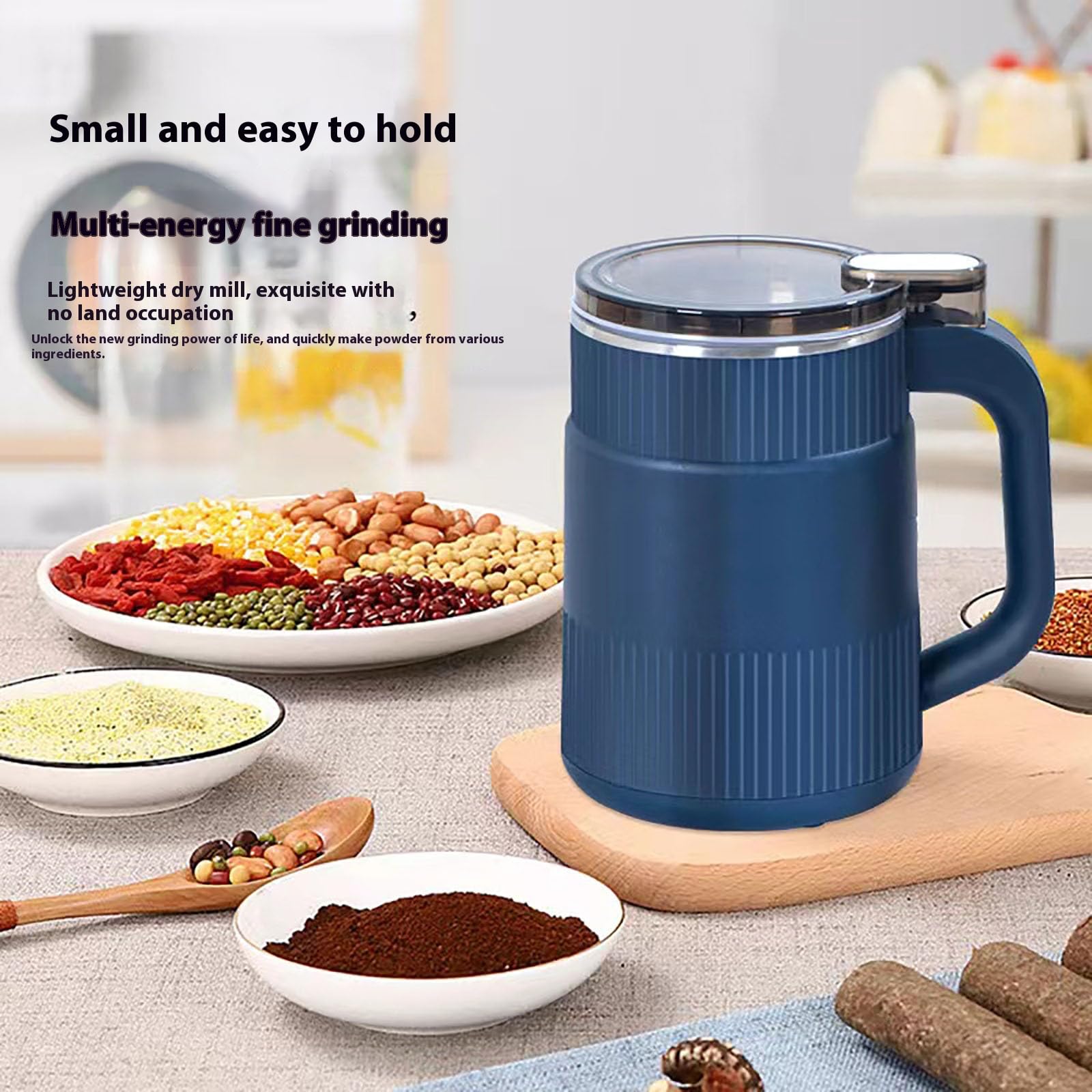 Premium Electric Coffee & Spice Grinder - 304 Stainless Steel Multifunctional Grain Mill for Coffee Beans, Nuts, Herbs & Spices | Compact Household Kitchen Appliance for Fresh Ground Coffee & Seasonings (White) - Perfect for Home Brewing, Baking & Cooking