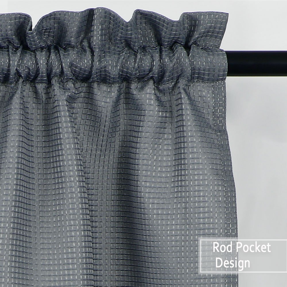 Waffle Woven Textured Short Curtains for Kitchen & Bathroom - Waterproof Window Coverings, 30