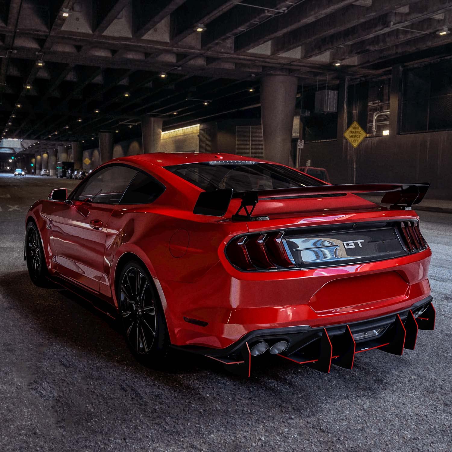 Vicrez Centa VR2 Rear Diffuser vz102308 for Ford Mustang 2015-2017 - Carbon Fiber Spoiler Upgrade for Enhanced Aerodynamics & Sporty Look | Perfect for Track Racing & Car Shows