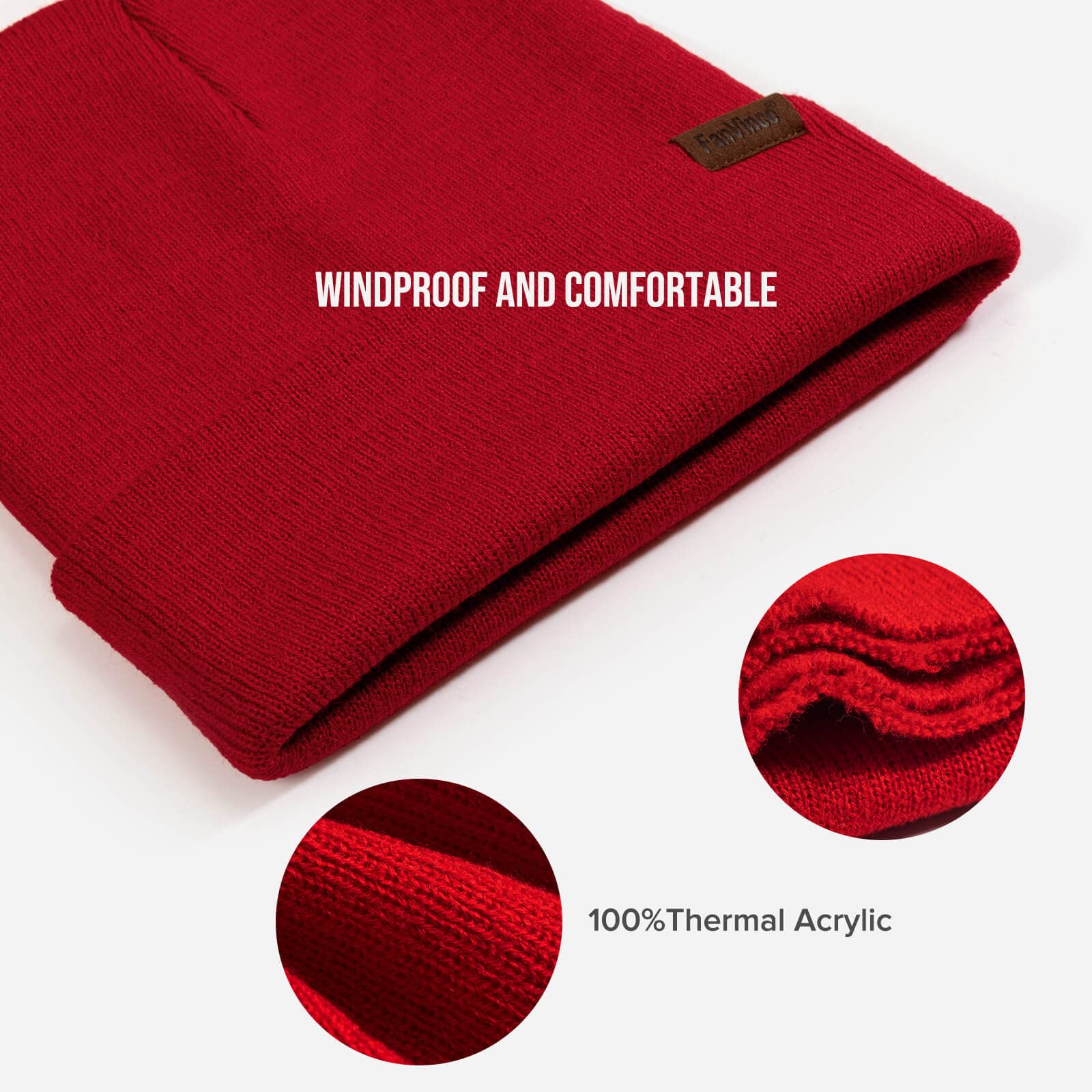 Men's Winter Thermal Cuffed Knit Beanie Hat - Warm Fleece Lined Skull Cap for Cold Weather - Unisex Gift for Him & Her - Perfect for Skiing, Snowboarding & Outdoor Activities
