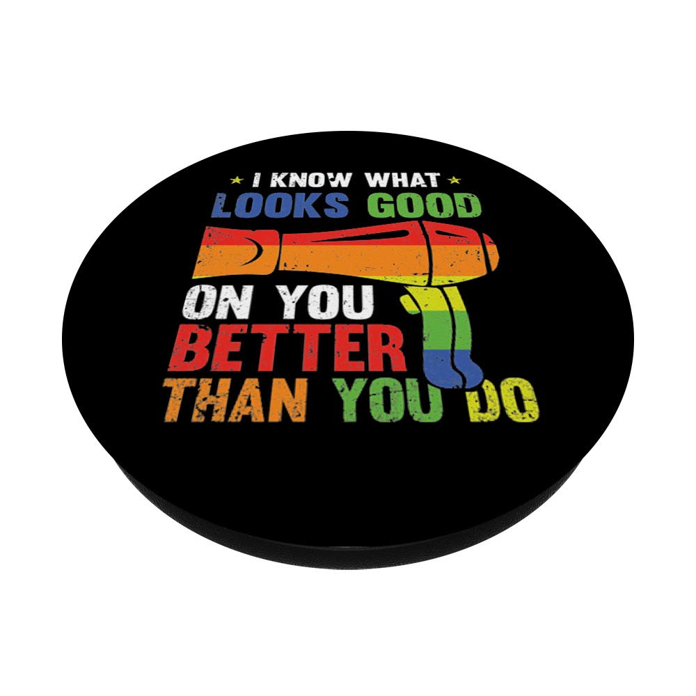Funny Hair Stylist Gift - LGBT PopSockets Grip & Stand for Phones & Tablets - Perfect for Salon Workers, Hairdressers & Gay Pride Supporters