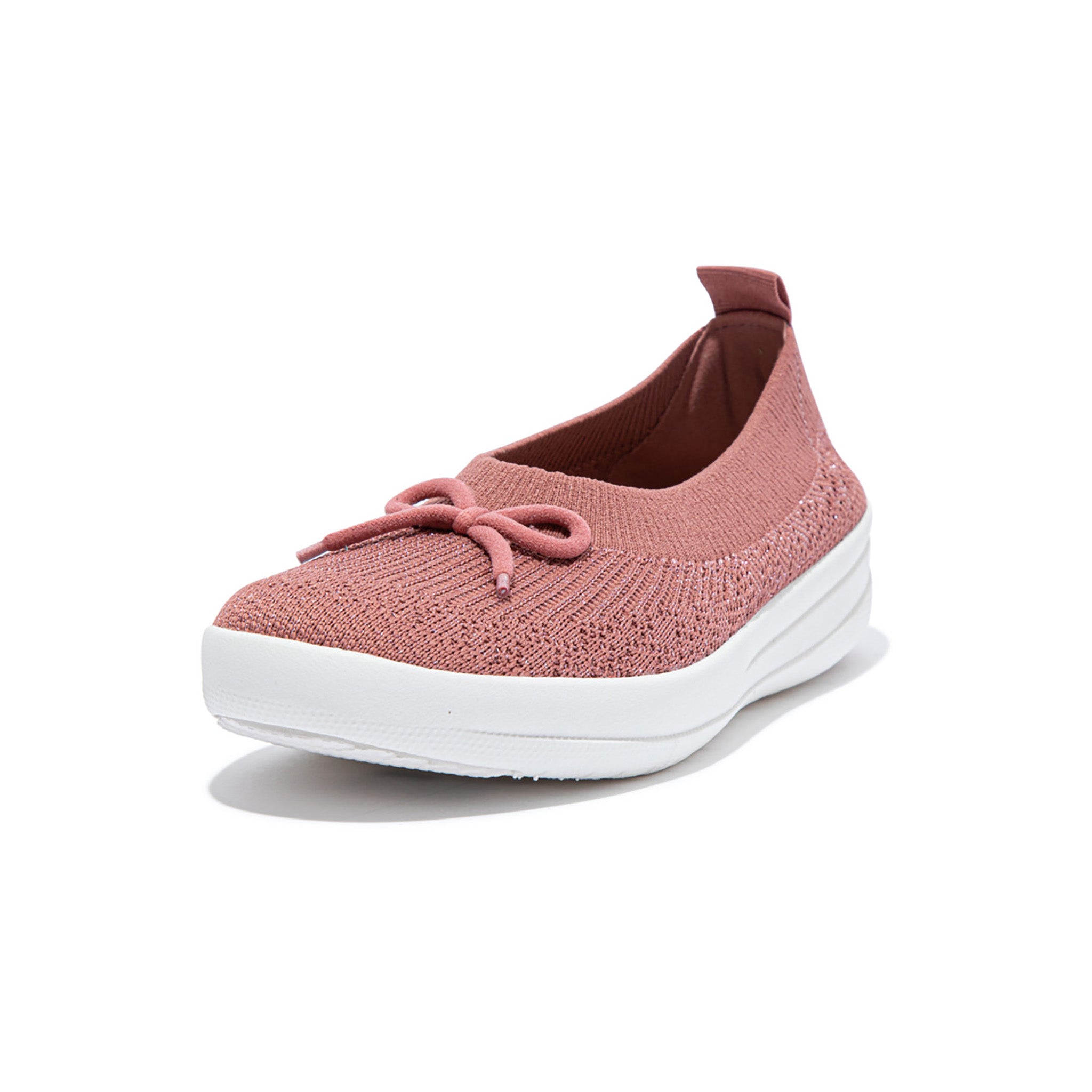 FITFLOP UBERKNIT Slip-On Ballet Flats with Bow - Comfortable Women's Casual Shoes for Work, Travel & Everyday Wear