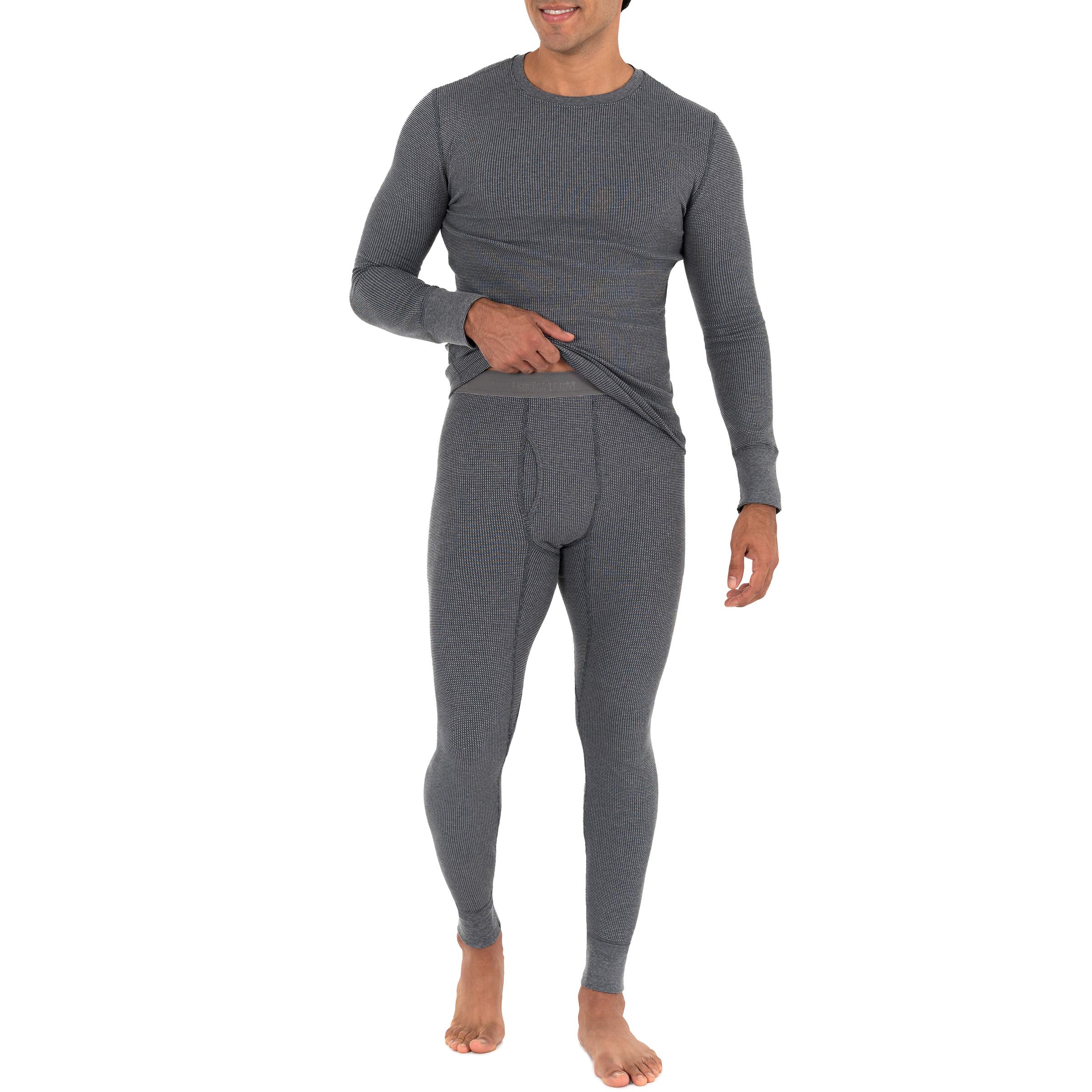 Fruit of the Loom Men's Eco-Friendly Recycled Waffle Thermal Underwear Set - Long Sleeve Top & Pants for Winter Warmth - Perfect for Cold Weather, Outdoor Activities & Layering