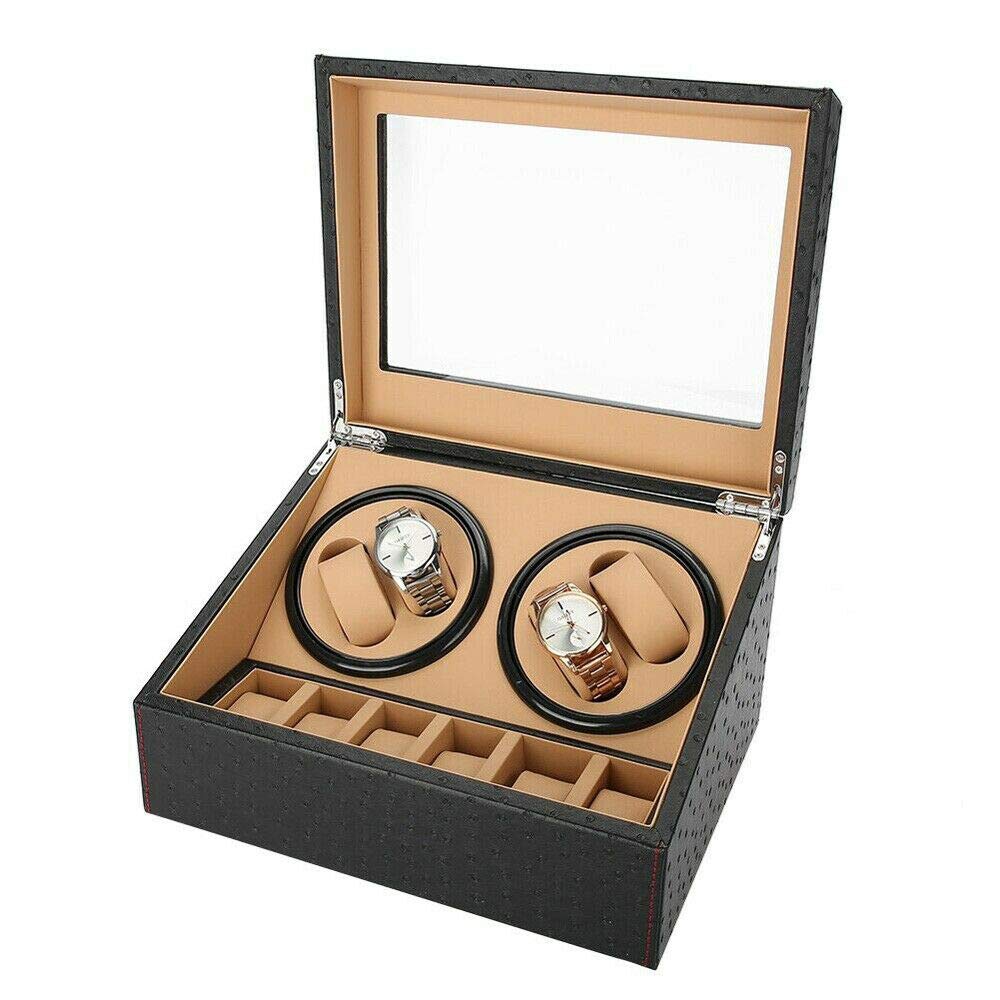 TBVECHI Luxury Automatic Watch Winder & Display Box - 4+6 Watch Storage Case for Men & Women - Perfect for Watch Collectors & Gift Giving - Black (Ideal for Home, Office & Travel Use)