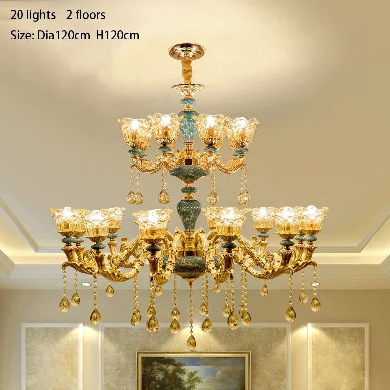 Crystal Ceramic Tier Chandelier - Elegant Ceiling Light Fixture for Dining Room, Living Room & Bedroom | Modern Luxury Lighting for Home Decor