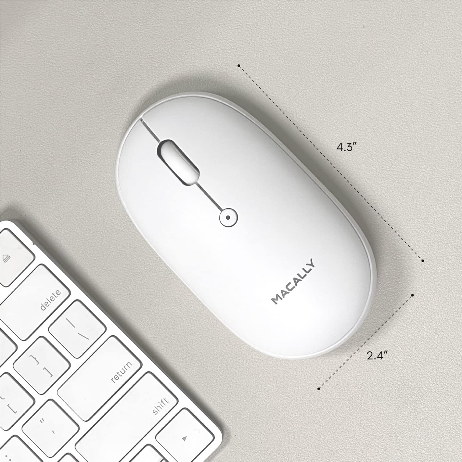 Macally Wireless Bluetooth Mouse - Rechargeable, Quiet & Ergonomic for MacBook Air/Pro, iMac, iPad, Windows PC - Perfect for Office, Home & Travel Use