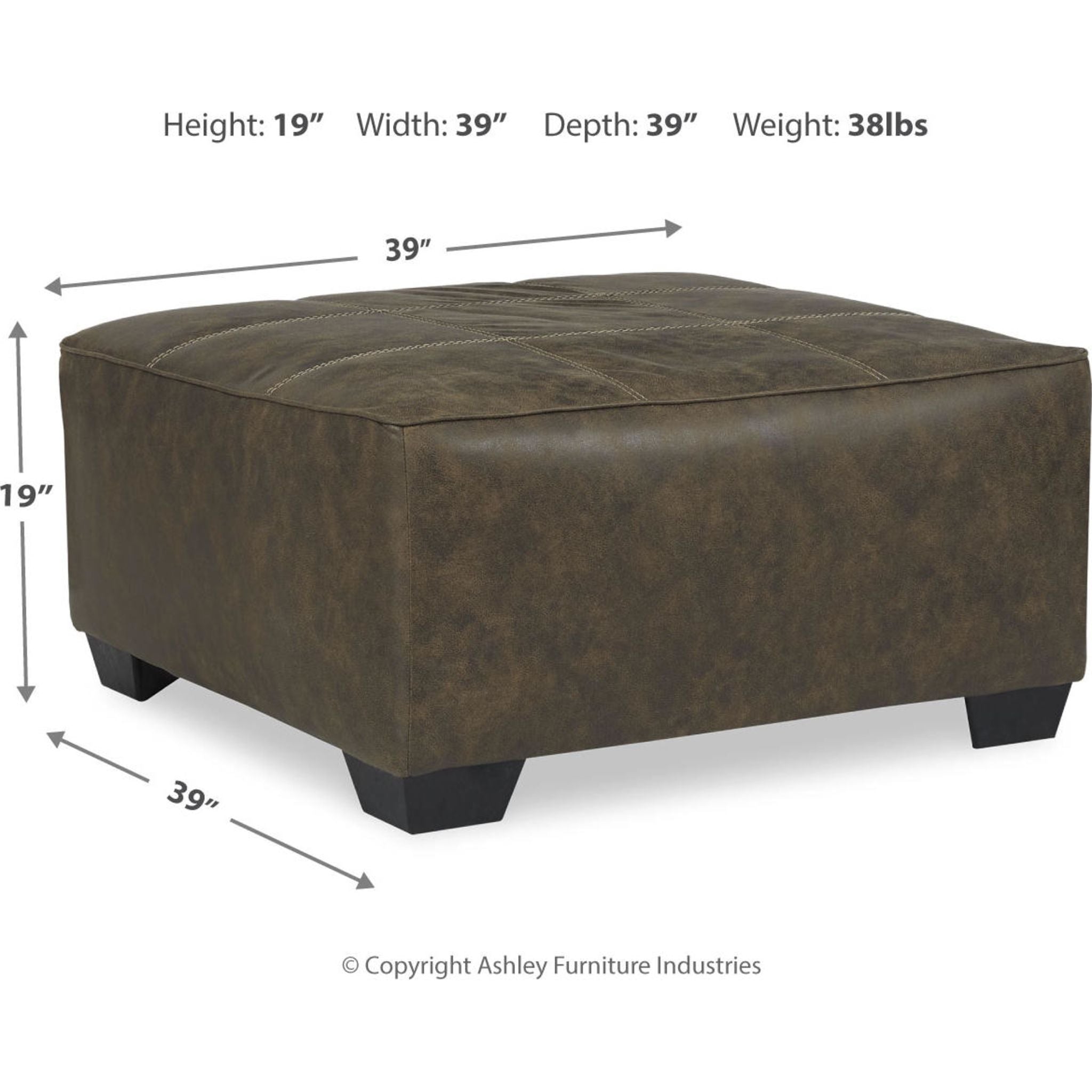 Luxury Abalone Oversized Accent Ottoman in Rich Chocolate Brown - Perfect for Living Room, Bedroom & Home Decor