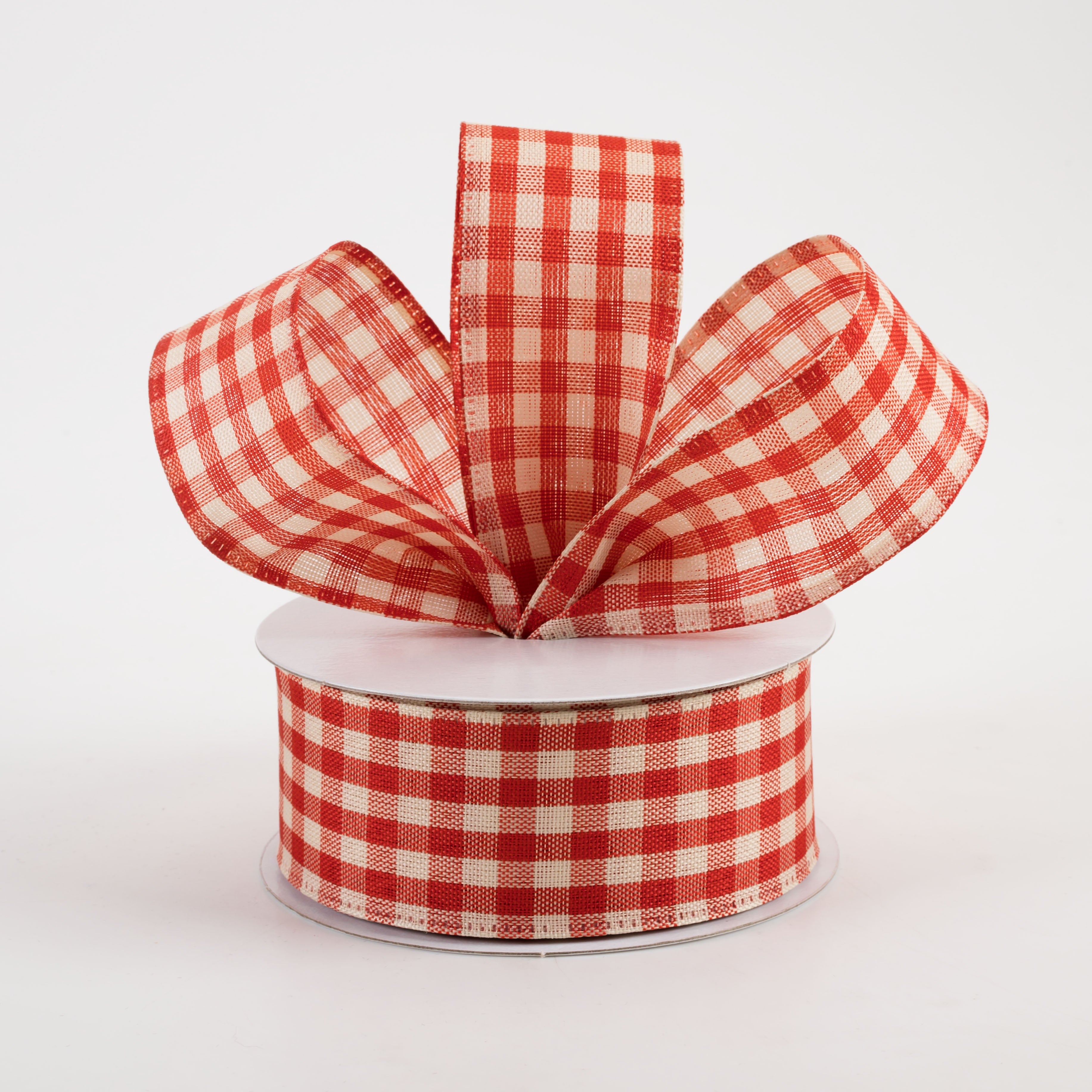 1.5 Inch Biggy Gingham Checkered Ribbon - Burnt Orange & Ivory - 10 Yards for Gift Wrapping, DIY Crafts, and Home Decor