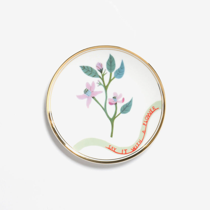 Bitossi Home Botanica Say It With A Flower Plate - Handcrafted Italian Ceramic Decorative Plate in Lilac | Perfect for Dining, Wall Decor & Gift Giving