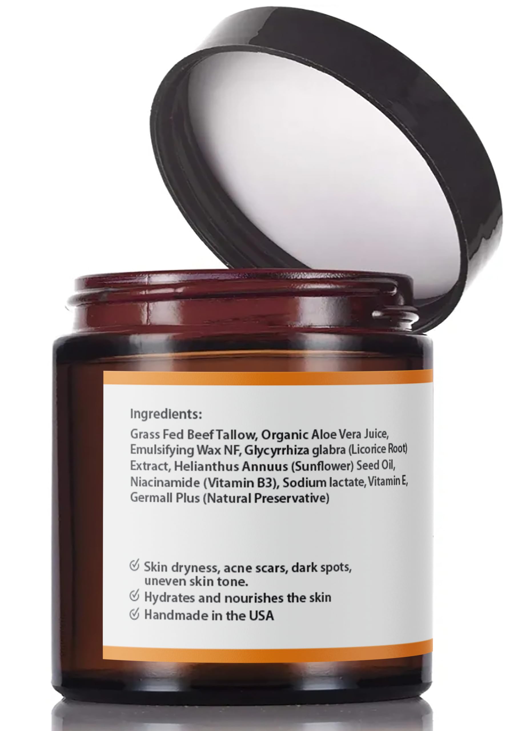 Grass Fed Beef Tallow Face Moisturizer - Non-Greasy, Handmade Cream for Sensitive & Dry Skin Care - Lavender Vanilla Scent - Perfect for Nighttime Hydration & Natural Skincare Routine