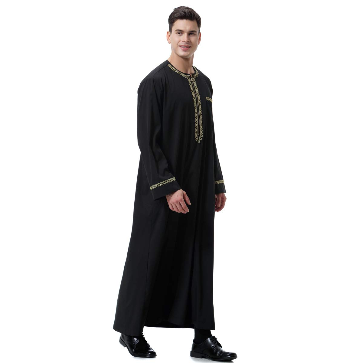 Premium Men's Muslim Kaftan Robe - Dubai Long Gown Ethnic Wear | 1pc Soft & Durable Islamic Clothing for Prayer, Home & Special Occasions