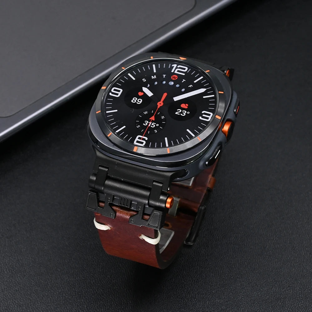 Premium Genuine Leather Band for Samsung Galaxy Watch Ultra - Stylish & Durable Replacement Strap for Workouts, Office & Everyday Wear
