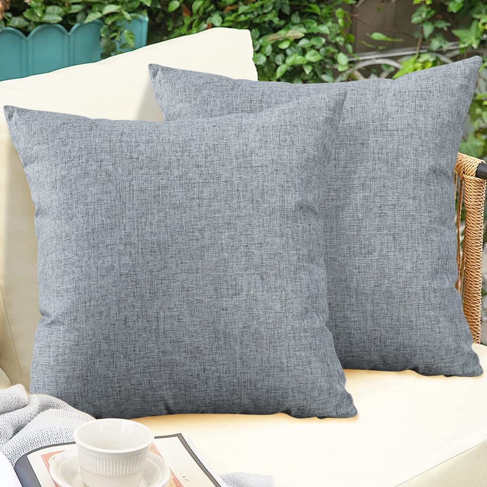 OTOSTAR 4-Pack 18x18 Inch Waterproof Outdoor Throw Pillow Covers - Light Grey Square Decorative Garden Pillowcases for Patio, Sofa, Couch, Tent & Park - Weather-Resistant Cushion Covers for Outdoor Decor & Camping