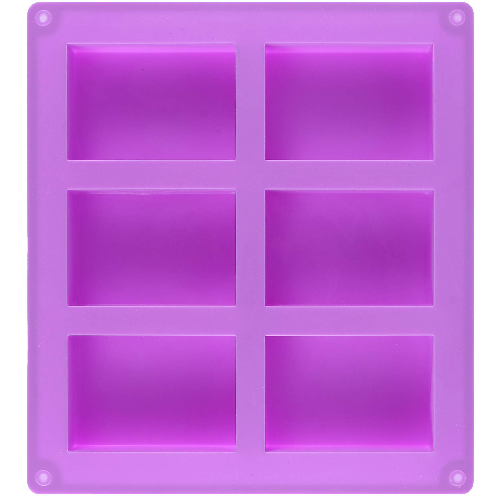 KINJOEK 6-Pack 36 Cavity Rectangular Silicone Soap Molds - Purple DIY Soap Making Molds for Handmade Soap, Candles & Baking - Perfect for Crafting, Gifts & Home Spa