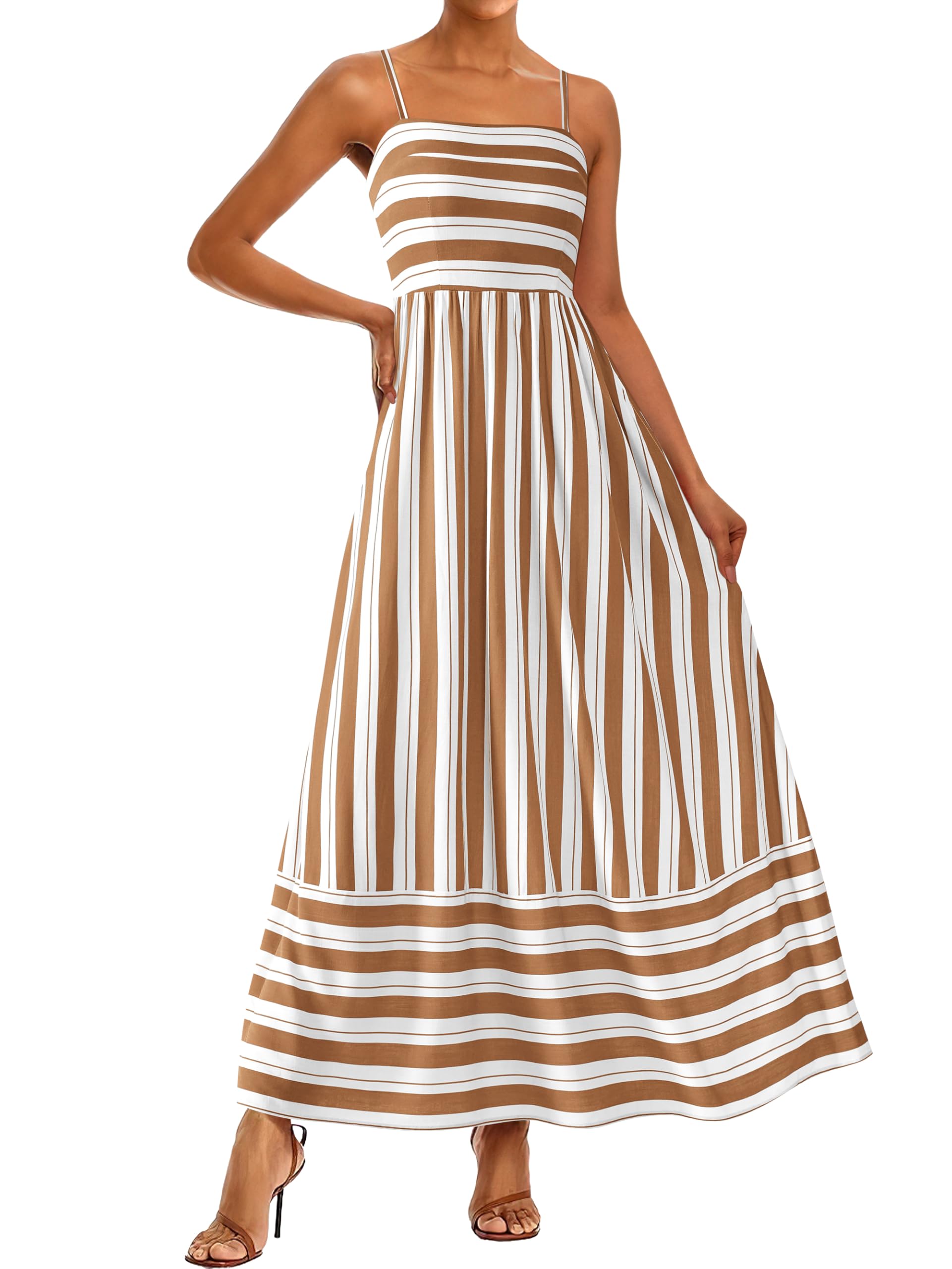 PRETTYGARDEN Women's Floral Boho Maxi Dress - Spaghetti Strap Summer Beach Dress 2025, A-Line Flowy Long Dress for Wedding Guest, Vacation, Party & Casual Wear