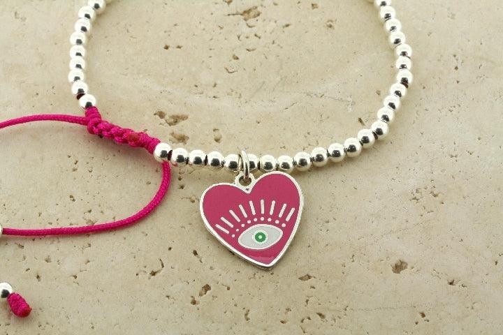 Enamel Pink Flying Heart Bead Bracelet for Women - Elegant Jewelry Gift for Valentine's Day, Anniversary & Special Occasions