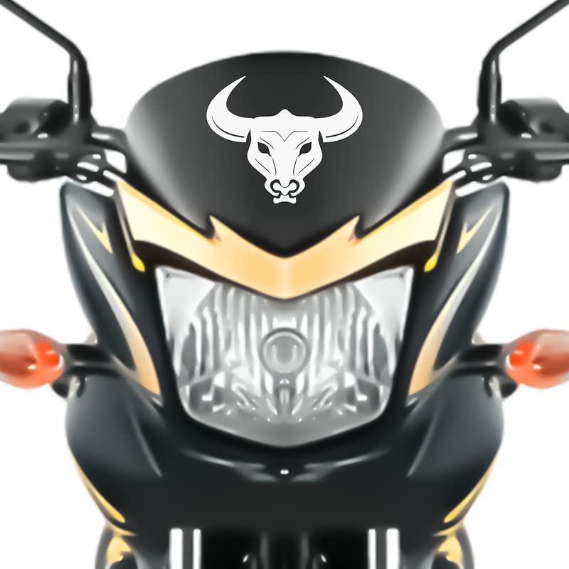 Premium Dikoria Bull Bike Sticker for Racer Bikes, Sports Bikes, Scooters & Motorcycles - White Vinyl Decal (6x6 Inches) - Waterproof & UV Resistant - Perfect for Helmets, Laptops & Garage Decor