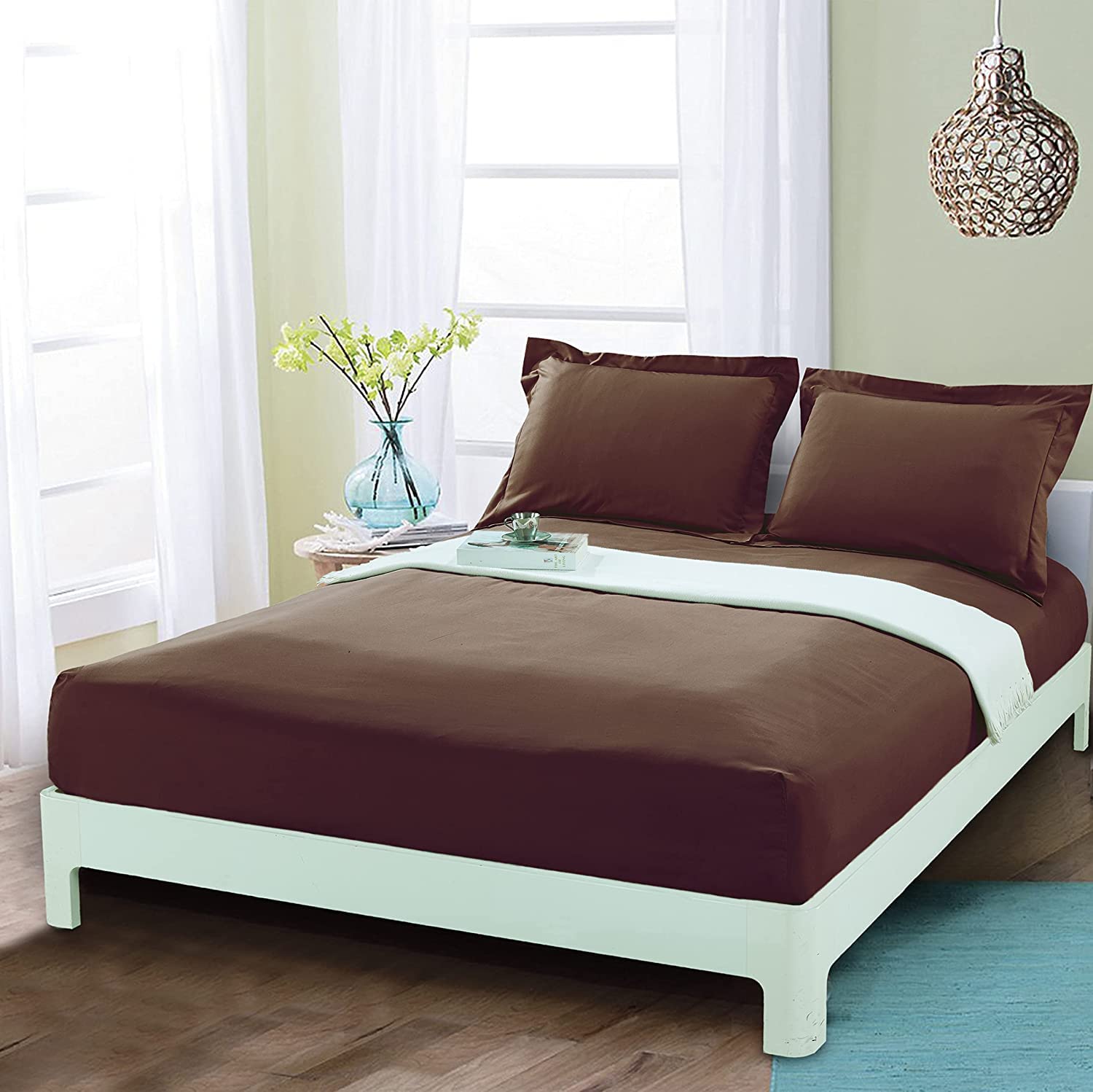 100% Pure Egyptian Cotton 4-Piece King Size Bed Sheet Set - 600 Thread Count Super Soft Long Staple Stretchable Bedding - Fits Up to 21