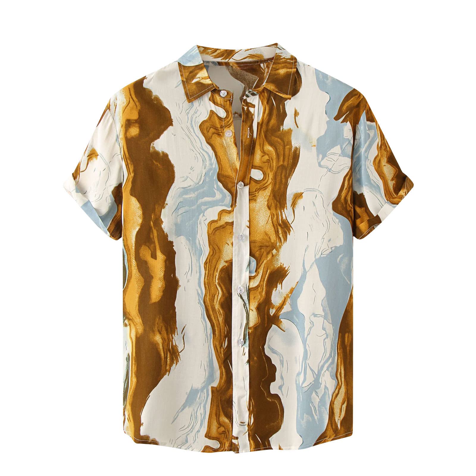 Plus Size Men's Hawaiian Shirts - Casual Short Sleeve Aloha Button Down Shirt for Beach & Summer | Comfortable Lapel T-Shirt Tops for Vacation, Luau Party & Tropical Outfits