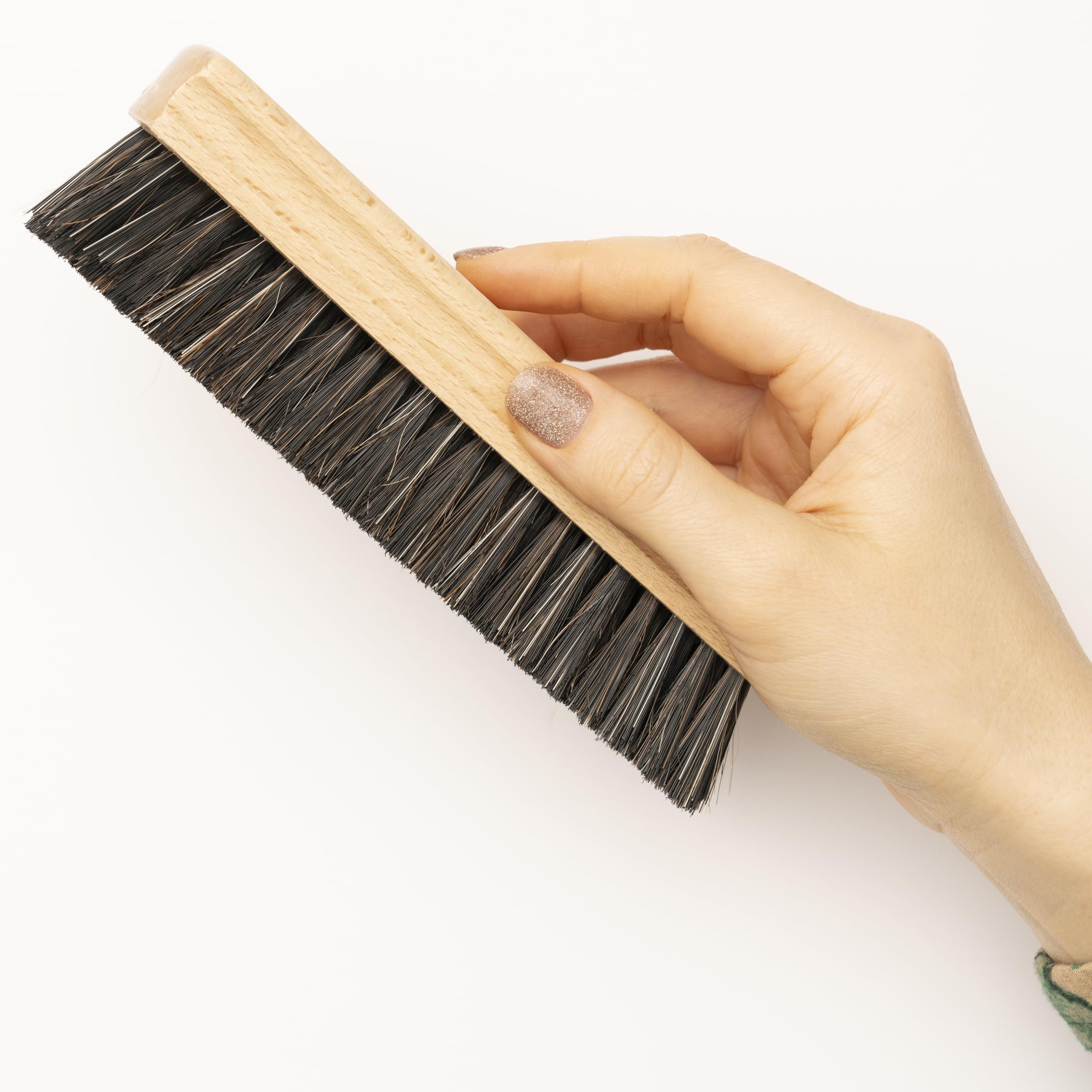 Premium Konex Handcrafted Wooden Shoe Brush - Horsehair & Tampico Bristles for Gentle Cleaning & Polishing - Best for Leather Shoes, Dress Shoes & Boots - Perfect for Home, Office & Travel Shoe Care