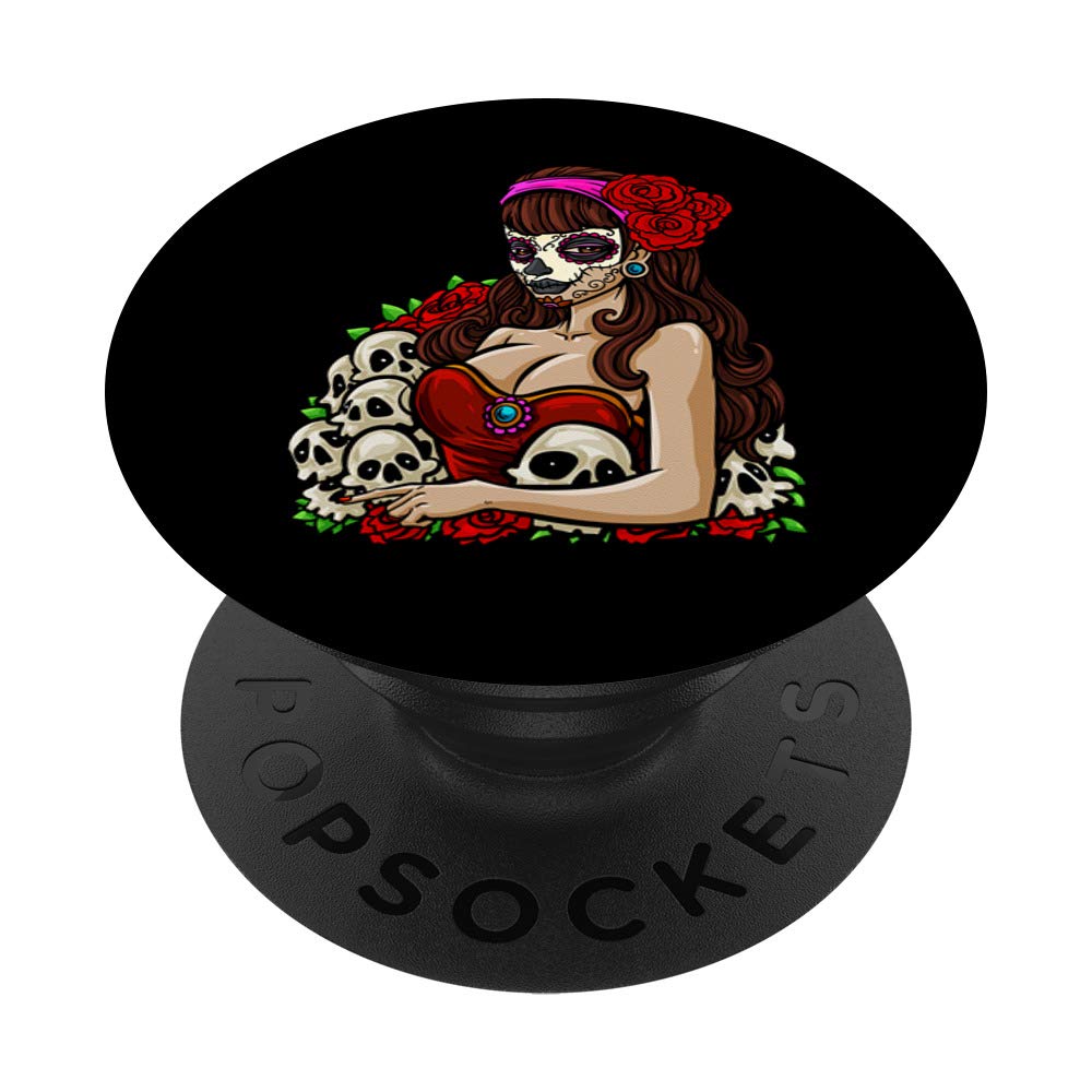 Day of the Dead Halloween Calavera Catrina Sugar Skull PopSockets PopGrip - Swappable Phone Grip for iPhone, Samsung & Tablets - Perfect for Halloween Parties, Dia de los Muertos Celebrations & Everyday Use