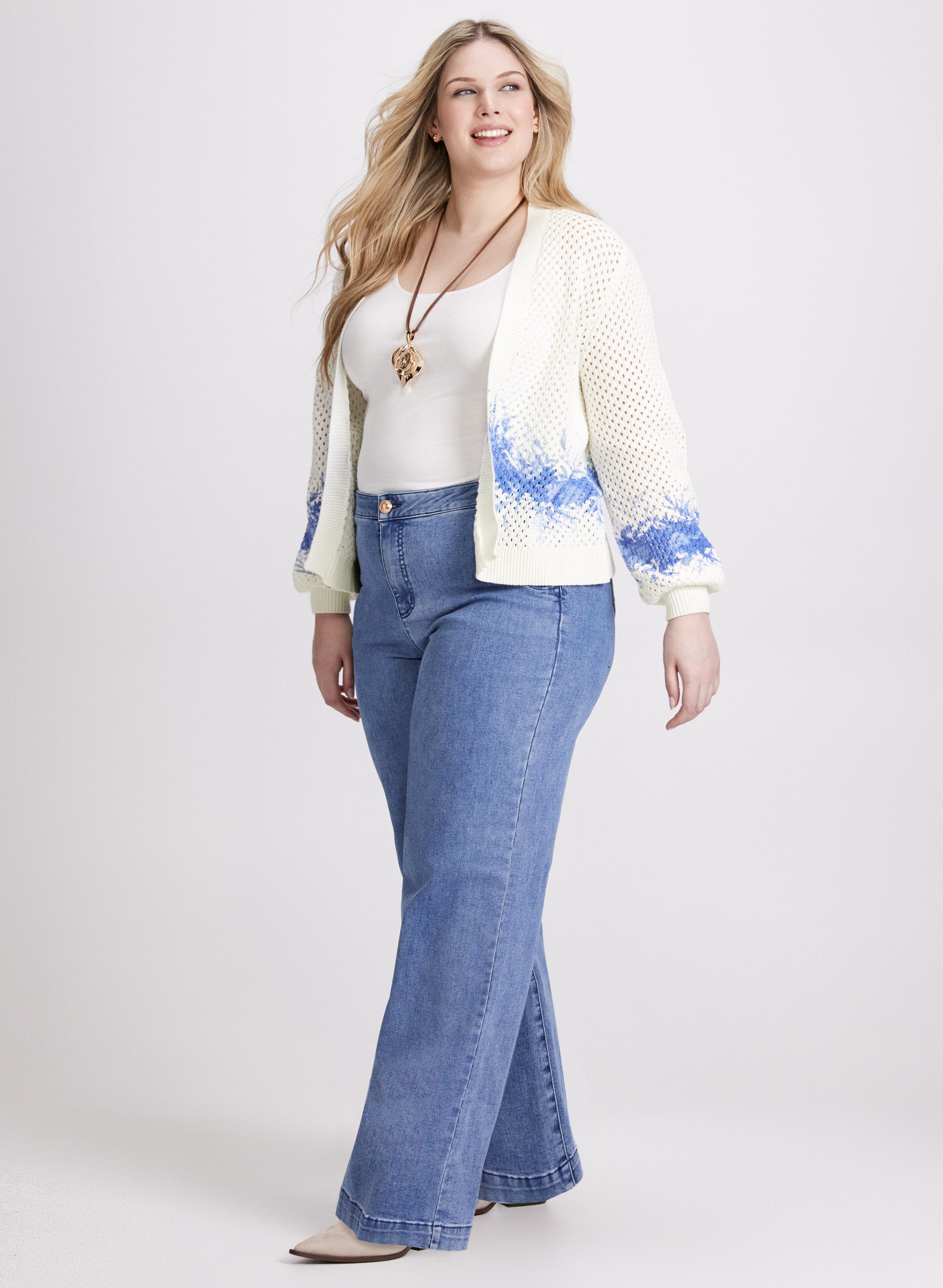 Abstract Dye Detail Cardigan Women's Fashion Knitwear - Perfect for Casual Outfits, Office Wear & Cozy Layering